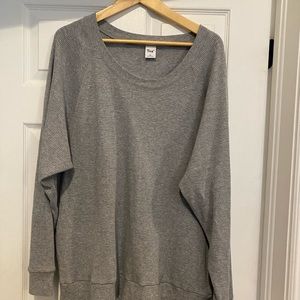 TNA (#Aritzia) grey waffle knit long sleeve crew neck plus size
